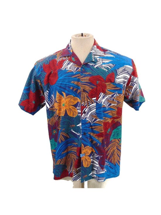 Occhi Mare Other - Occhi Mare Vintage 80s Hawaiian Shirt L Cotton Bold Floral Multi Color All Over